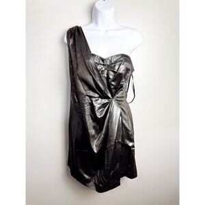 Tinley Road Faux Wrap Shimmer Metallic Bronze Mini Dress Womens Medium